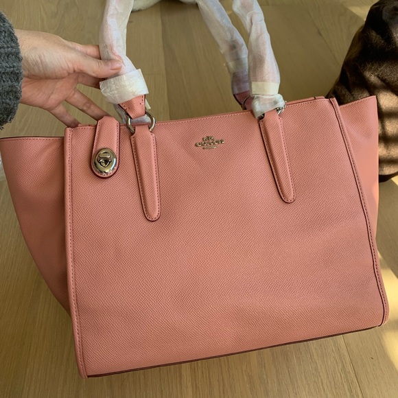 COACH 33995 CROSBY CROSSGRAIN LEATHER CARRYALL BAG SATCHEL PURSE Pink NEW - Picture 1 of 12